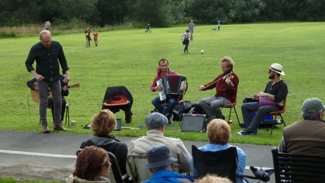 Kibitz perform Klezmer and Eastern European Folk music on Alwoodley Village Green, Leeds on 18 August