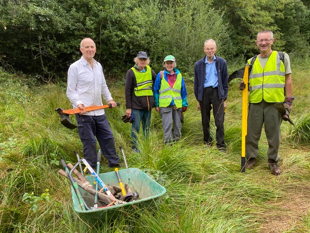 Friends of Adel Woods working on Adel Bog, Leeds on the 20th August 2022