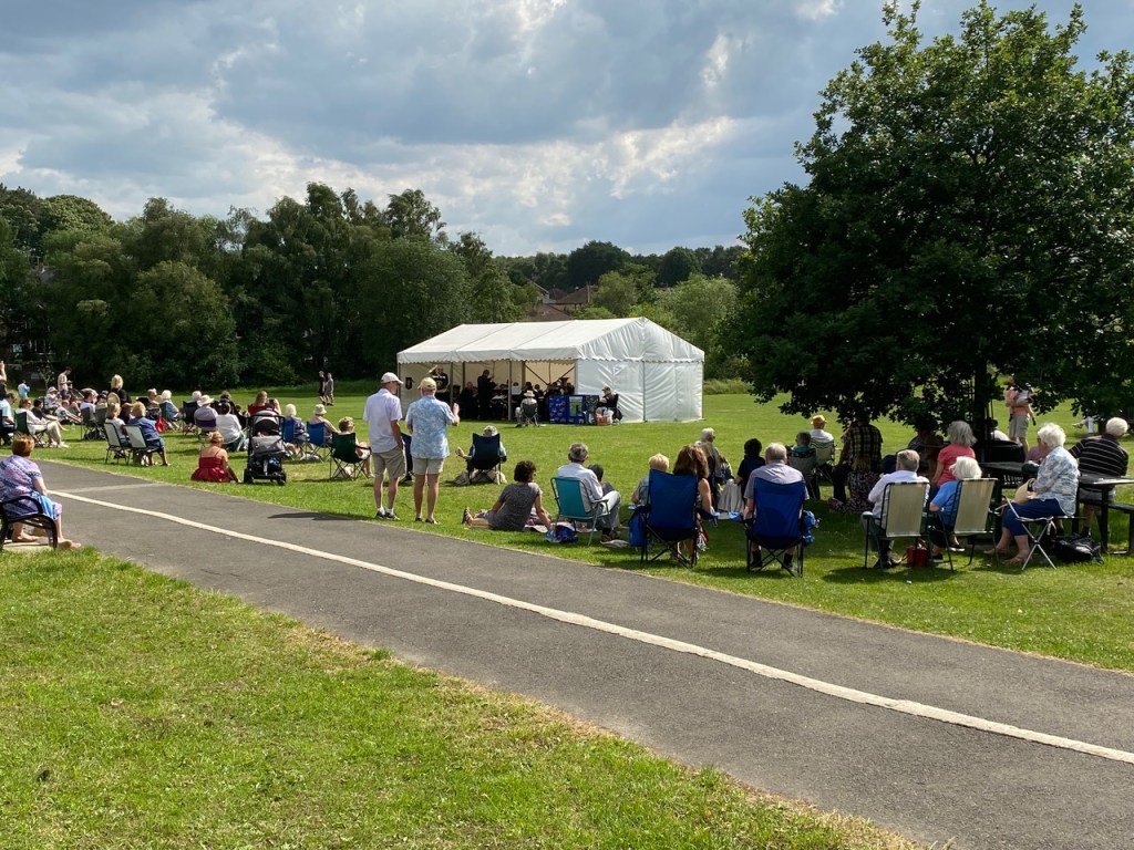 Lofthouse 2000 bras band playing on Alwoodley Village Green