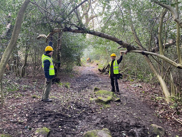 Friends of Adel Woods working on the Meanwood Valley Trail on the 16th March 2024