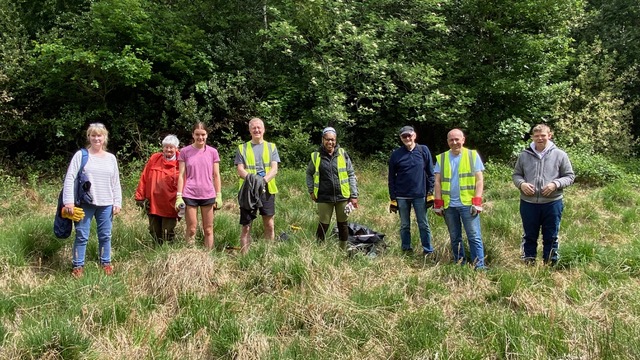 Friends of Adel Woods working on Adel Bog