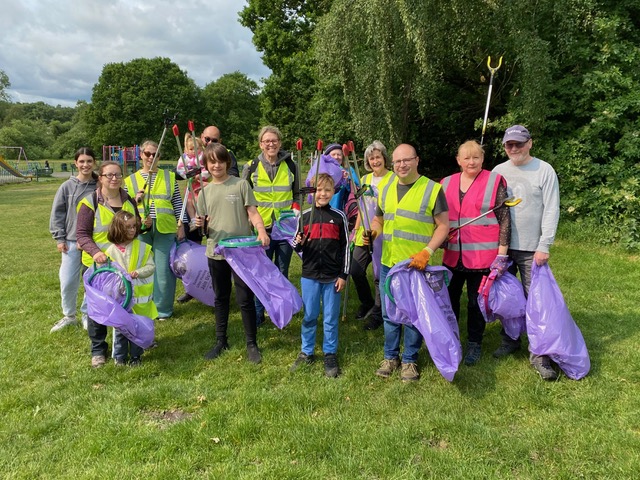 Friends of Adel Woods litterpicking on Alwoodley Village Green on the 31st May 2025