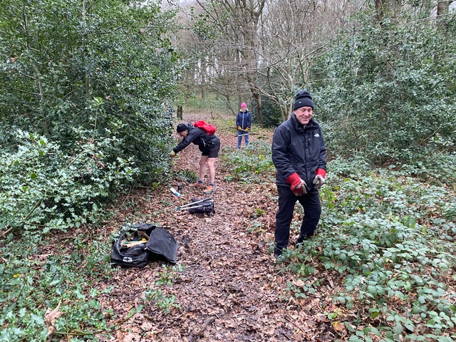 Friends of Adel Woods clearing a path in Adel Woods on the 14th December 2025