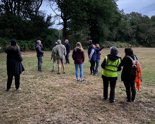Friends of Adel Woods in the rugby field of Adel Woods on a bat walk on the 18th August 2026